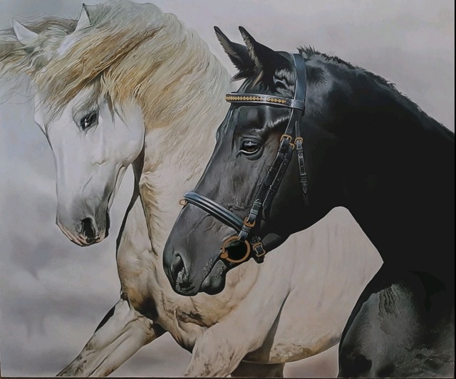 Horses Realism Oil on Canvas Art, Contemporary Art available through NL Dream Interiors